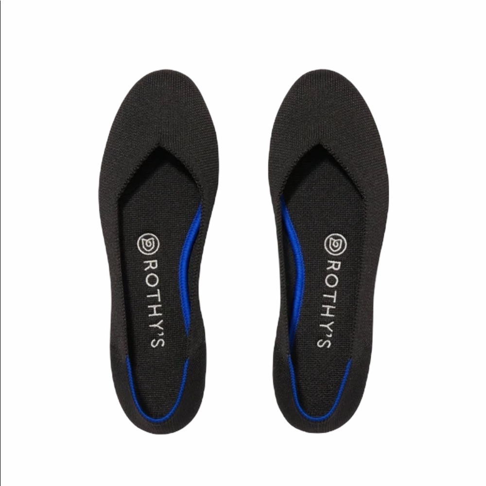 Rothy’s The Flat in Black with Blue Halo